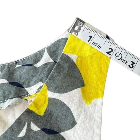 Boden Jade Fit & Flare Linen Cotton Dress Lemon Print Lined V-neck Women Size 4L - Picture 10 of 16